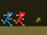 Red and blue stickman huggy