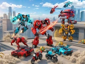 Flying robot transform car games