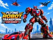 Flying robot transform car game